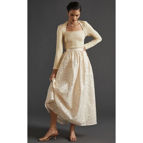 Anthropologie Pankaj & Nidhi Burnout Shimmer Maxi Skirt $180